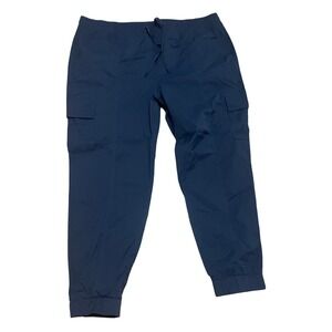 Eddie Bauer Stripped Navy Blue Cargo Joggers Women's 2XL Tall Ripstop Pants